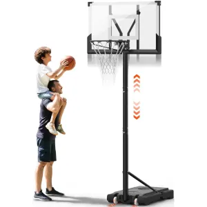 eTopeak Portable Basketball Hoop Goal System with Wheels Height Adjustable 4.4ft - 10ft for Kids Adults Indoor Outdoor