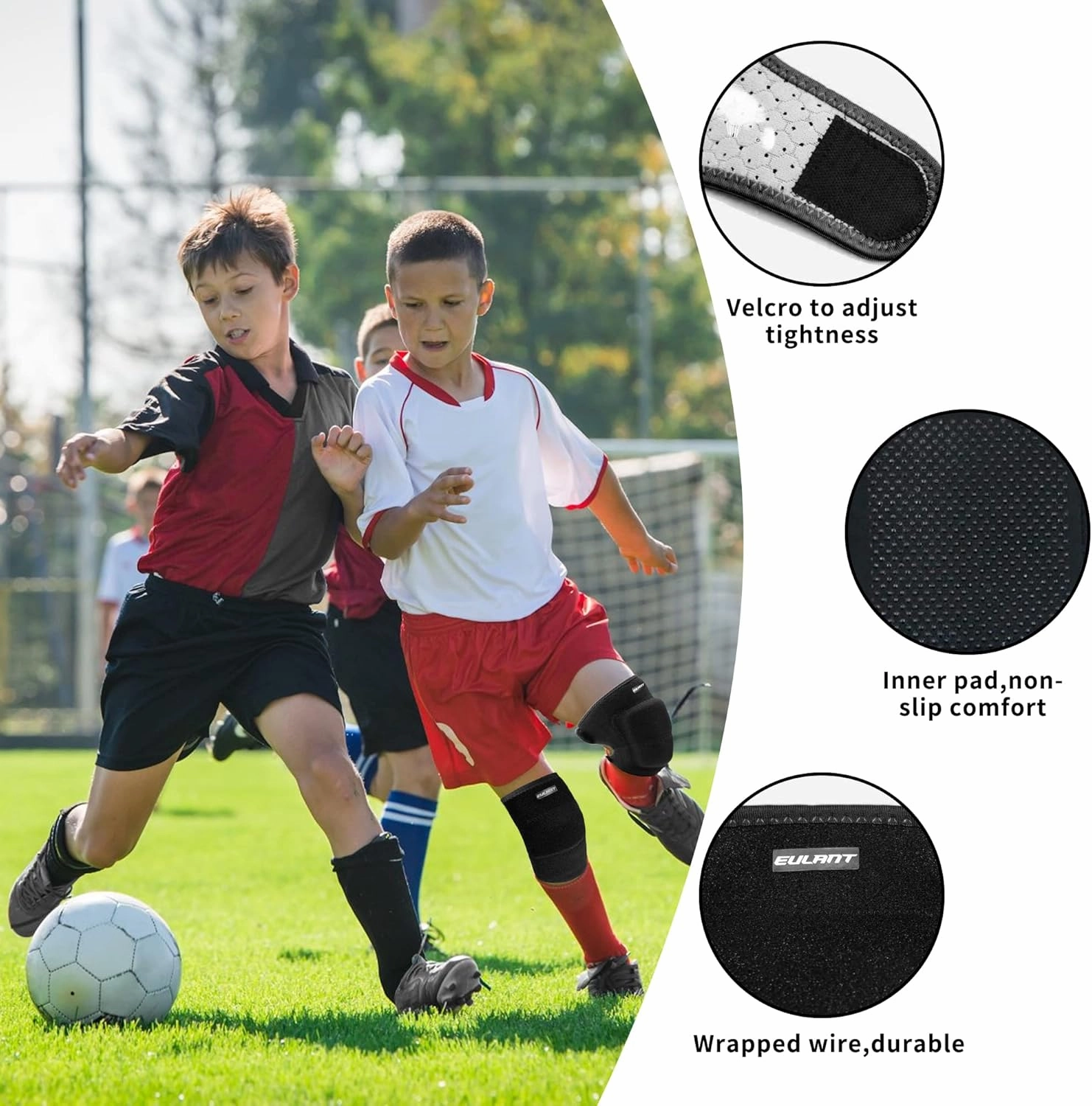 Eulant Adjustable Soft Elbow and Knee Pads for Kids, Child Protective Pad Sets for Bicycle, Roller Skating, Basketball, Football, Volleyball, Dancing, Kneeling