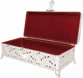 EVGATSAUTO Vintage Jewelry Box, Rectangle Trinket Box for Girl Women, Vintage Patterns, Soft Velvet Lining, Spacious Design, Great Present Choice, Metal Jewelry with Alloy (Silver)