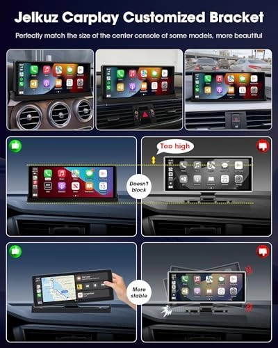 Exclusive Bracket Portable Carplay Screen for Car Stereo 10.26 inch Wireless Apple Carplay & Android Auto with Backup Camera, Bluetooth, GPS Navigation, Siri, FM, AUX, Mirror Link for All Vehicles