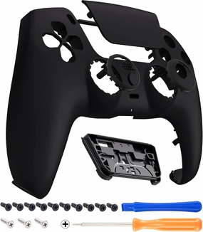 eXtremeRate Luna Redesigned Black Front Shell Touchpad Compatible with ps5 Controller BDM-010 020 BDM-030 040 050, DIY Replacement Faceplate Custom Touch Pad Cover Compatible with ps5 Controller
