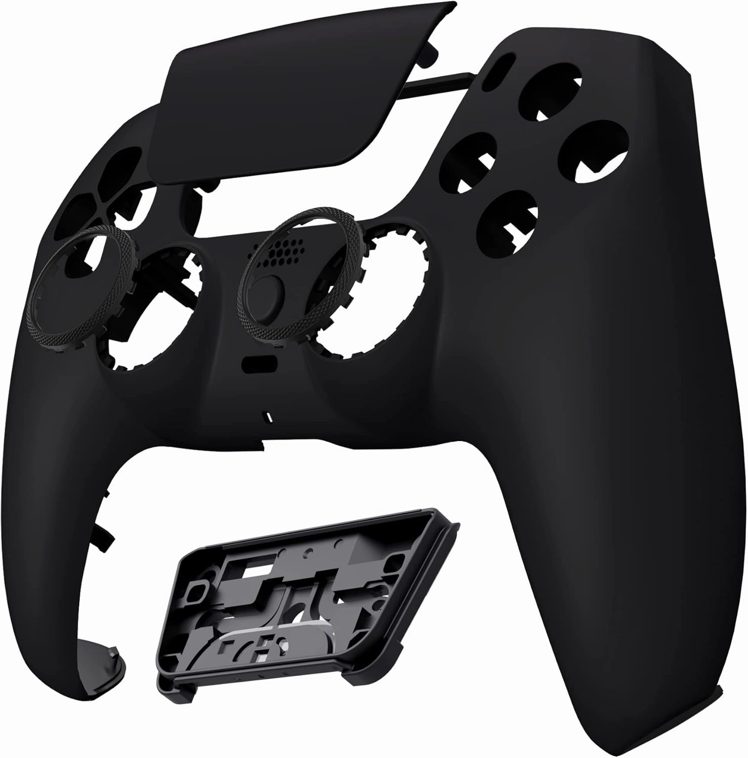 eXtremeRate Luna Redesigned Black Front Shell Touchpad Compatible with ps5 Controller BDM-010 020 BDM-030 040 050, DIY Replacement Faceplate Custom Touch Pad Cover Compatible with ps5 Controller