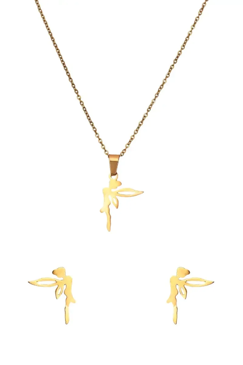 Fairy Pendant Necklace & Earrings Set for Girls & Women
