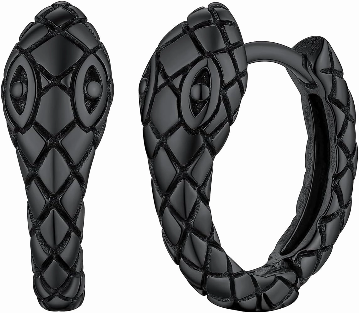 FaithHeart Viking Animals Huggie Hoop Earrings for Men, Gothic Dragon/Snake/Dinosaur/Wolf Earrings Stainless Steel Hypoallergenic Lightweight Stud Earrings Mens Punk Rock Jewelry Gift
