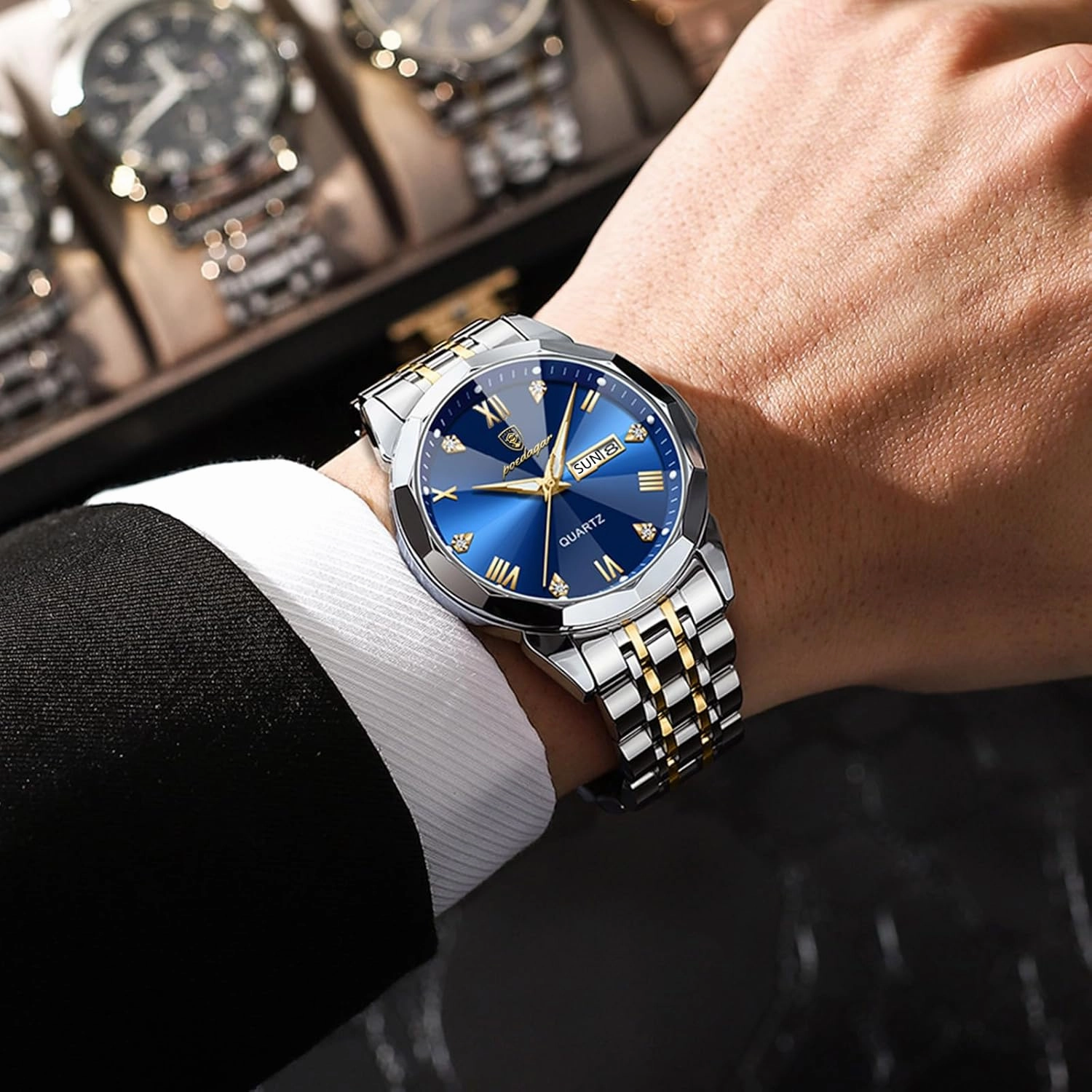 Fashion Men Watch Waterproof Luminous Men's Business Wristwatch Stainless Steel Date Week Casual Man Watches Quartz Clocks