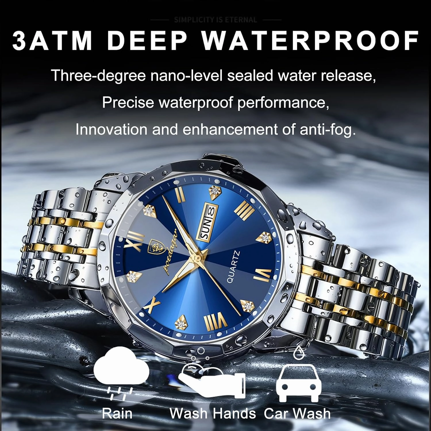 Fashion Men Watch Waterproof Luminous Men's Business Wristwatch Stainless Steel Date Week Casual Man Watches Quartz Clocks