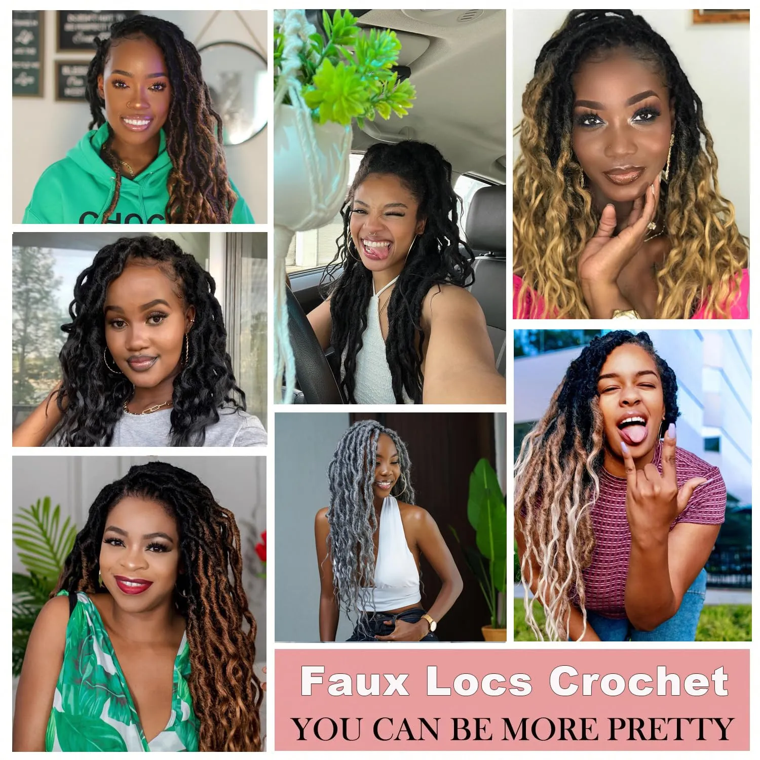 Faux Locs Crochet Hair 18 Inch Soft Locs 7Packs Boho Goddess Locs Crochet Hair with Curly Ends Pre-looped Crochet Locs for Black Women Dreadlock Synthetic Crochet Braids (1B/27/613, 18Inch(Pack of 7))