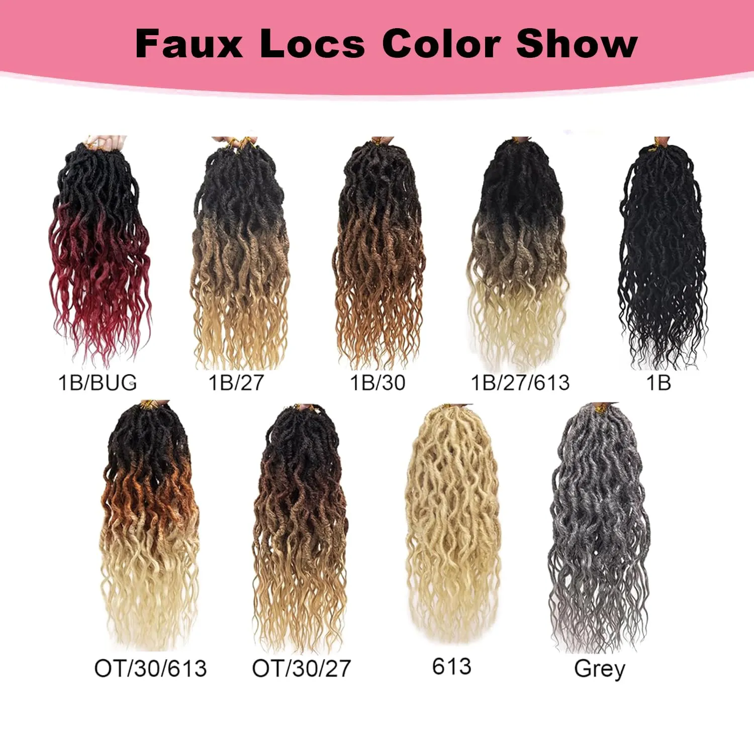Faux Locs Crochet Hair 18 Inch Soft Locs 7Packs Boho Goddess Locs Crochet Hair with Curly Ends Pre-looped Crochet Locs for Black Women Dreadlock Synthetic Crochet Braids (1B/27/613, 18Inch(Pack of 7))