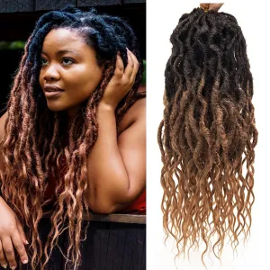 Faux Locs Crochet Hair 18 Inch Soft Locs 7Packs Boho Goddess Locs Crochet Hair with Curly Ends Pre-looped Crochet Locs for Black Women Dreadlock Synthetic Crochet Braids (1B/30, 18Inch(Pack of 7))