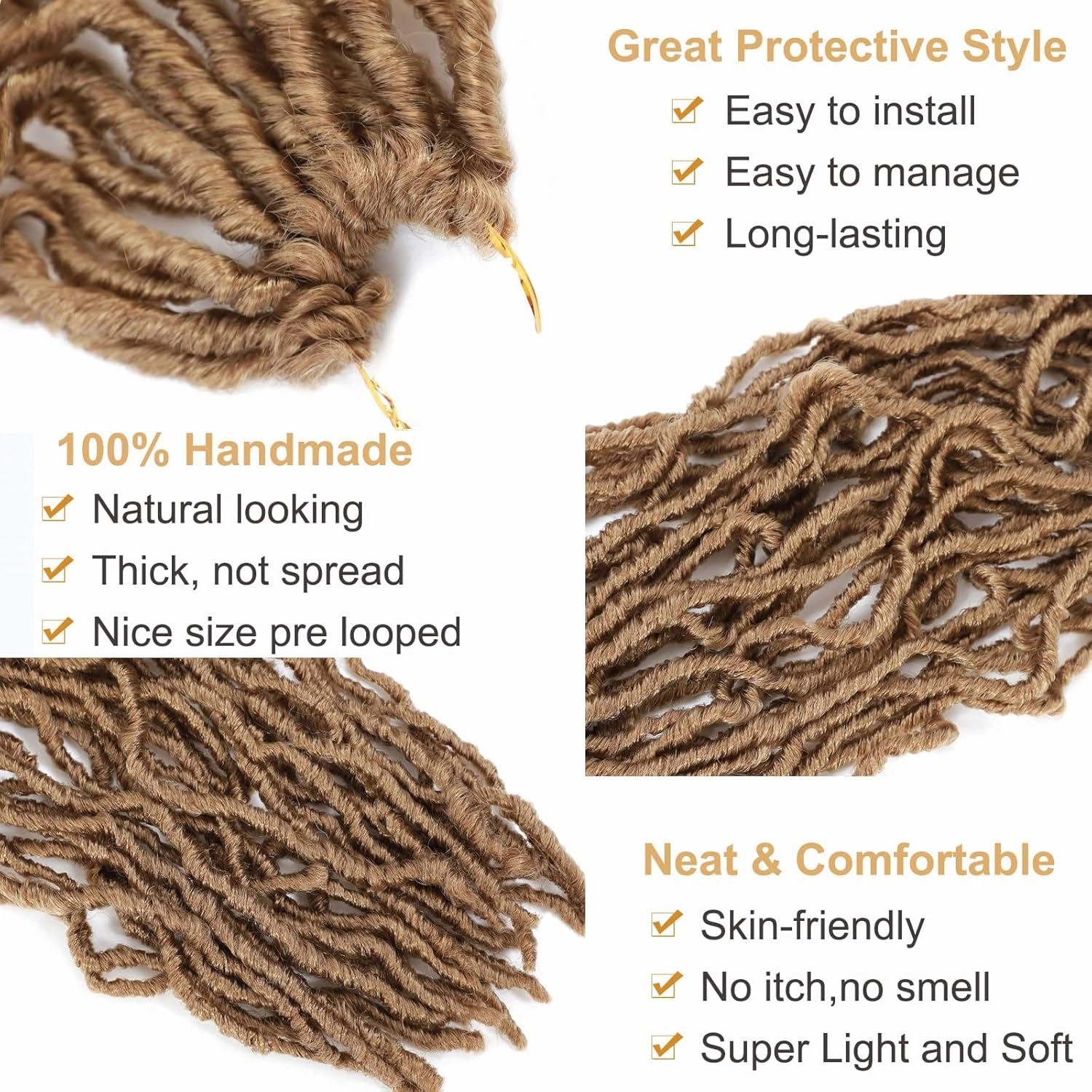 Faux Locs Crochet Hair Soft Locs 26 Inch 7 Packs Long Crochet Locs For Natural Butterfly Locs Crochet Hair For Women Goddess Locs Synthetic Pre looped Crochet Braids (26 Inch (Pack of 7), 27#)