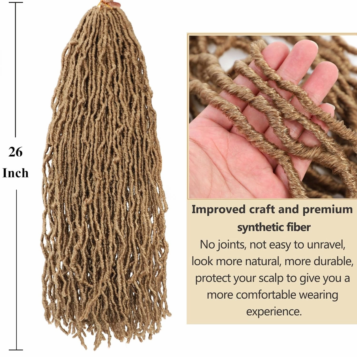 Faux Locs Crochet Hair Soft Locs 26 Inch 7 Packs Long Crochet Locs For Natural Butterfly Locs Crochet Hair For Women Goddess Locs Synthetic Pre looped Crochet Braids (26 Inch (Pack of 7), 27#)