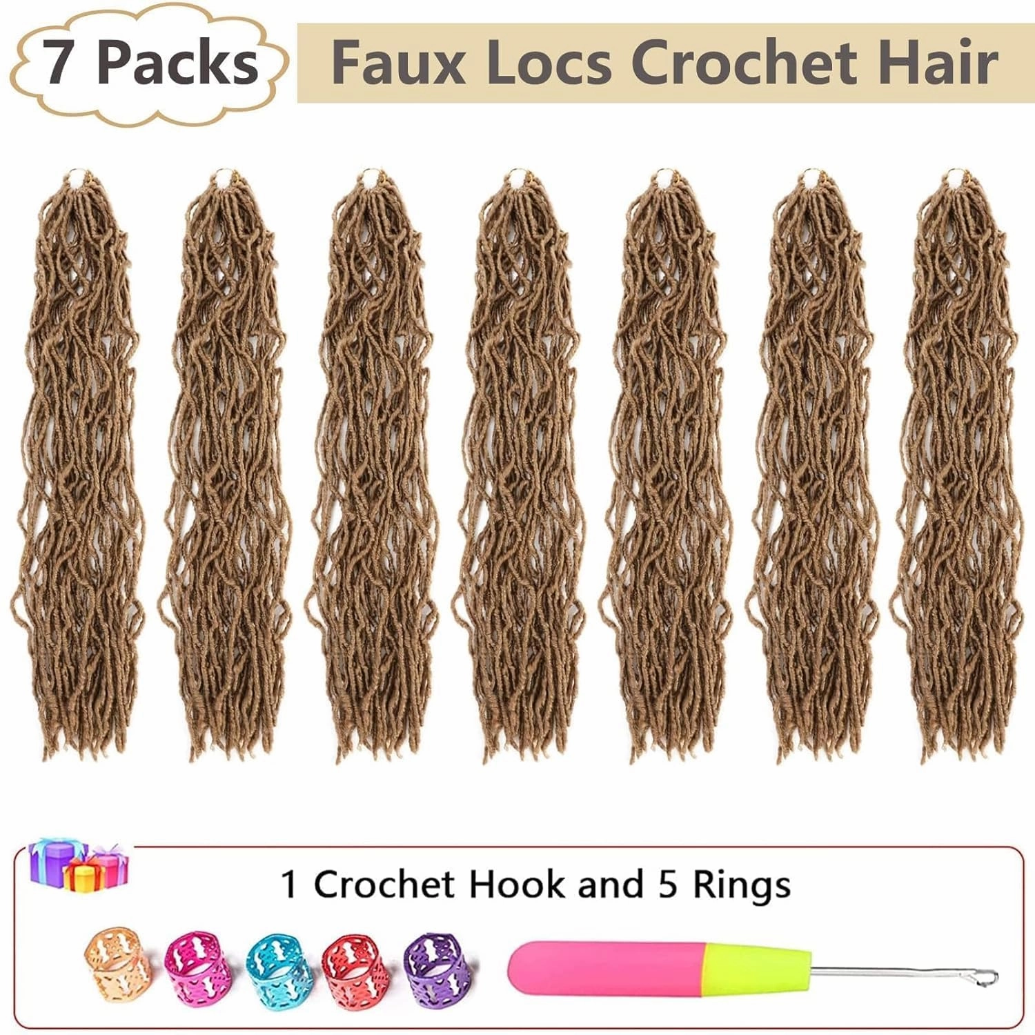 Faux Locs Crochet Hair Soft Locs 26 Inch 7 Packs Long Crochet Locs For Natural Butterfly Locs Crochet Hair For Women Goddess Locs Synthetic Pre looped Crochet Braids (26 Inch (Pack of 7), 27#)