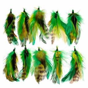 Feather Extension Green and Yellow (Pack of 10) by A Creative Collection