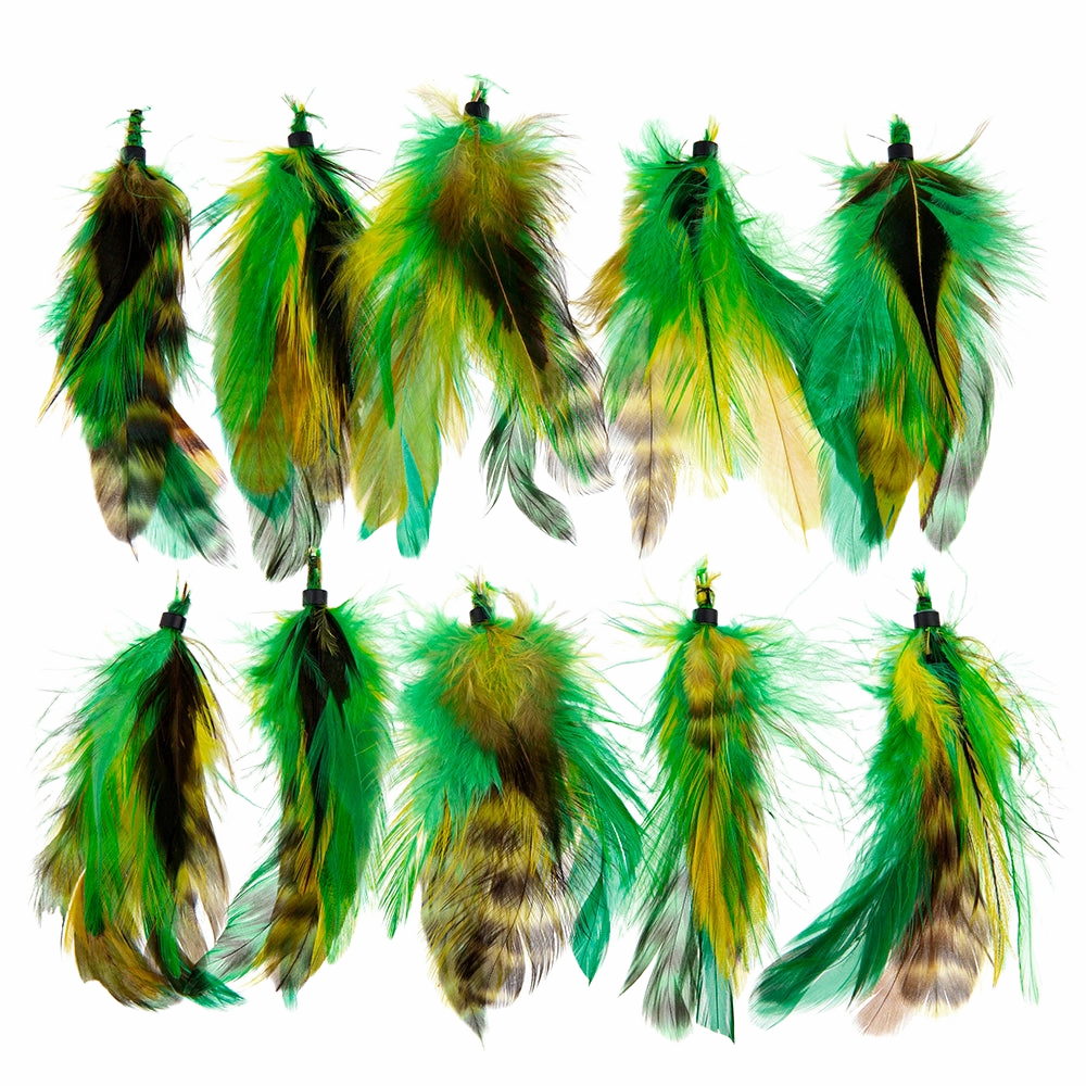 Feather Extension Green and Yellow (Pack of 10) by A Creative Collection