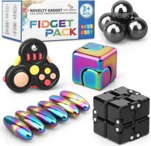 Fidget Toy Pack Fidget Spinner Pad Controller Infinity Cube Magnetic Rock Ball, Metal Finger Hand Spinners Sensory Toy Cool Gadget Reduce Stress Anxiety, Birthday Gift Party Favor
