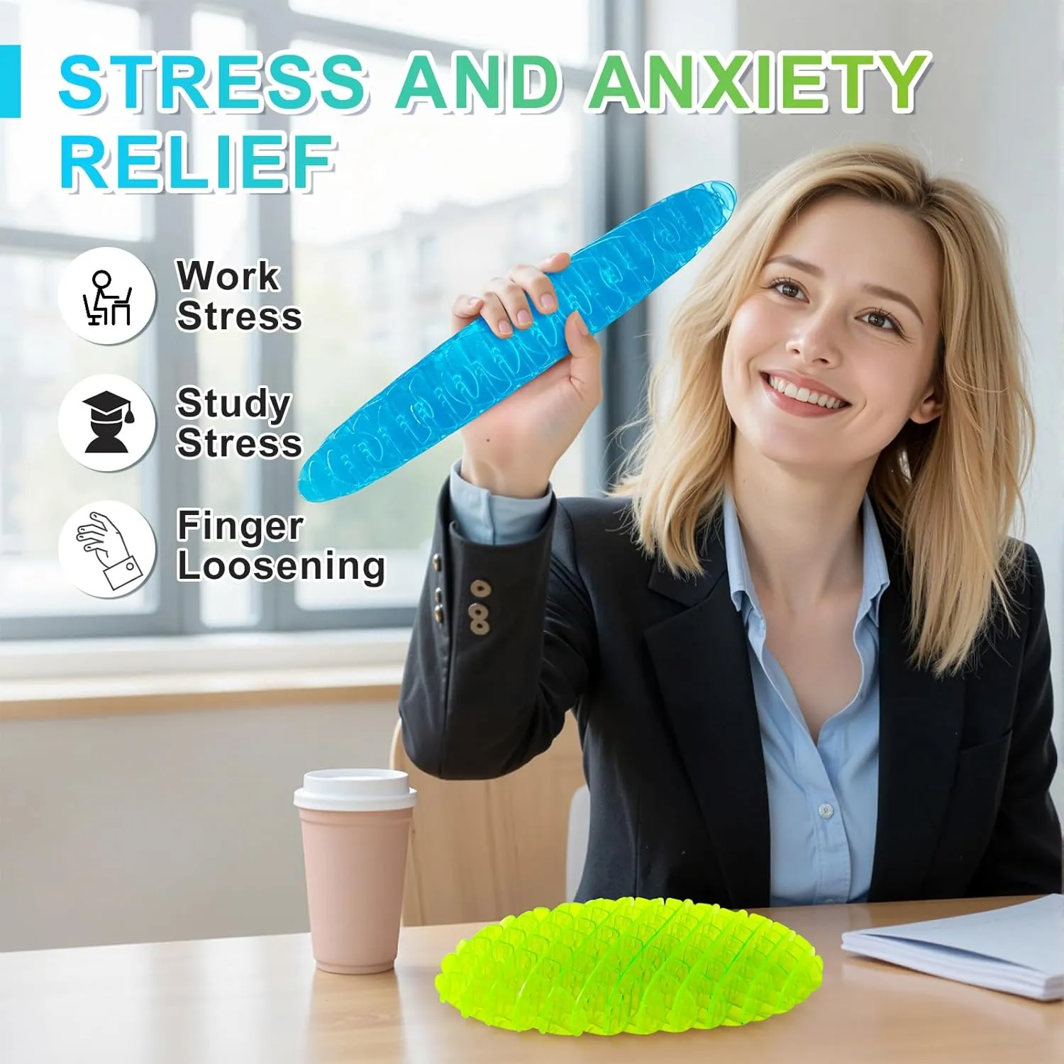 Fidget Worm Toy-2-pack Fun Interactive Sensory Toys for Kids & Teens | Quiet Fidgets,Small Anxiety Stress Relief Toy,Resistance Fidget Toys，Desk Fidgets for Autistic & Adhd Adults(Green Blue,Small)