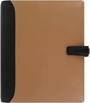 Filofax Nappa Organizer, A5 Size, Taupe/Black - Leather, Six Rings, Week-to-View Calendar Diary, Multilingual, 2025 (C025139-25)