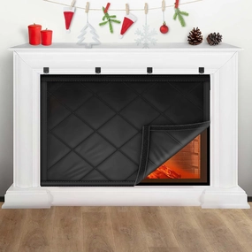 Fireplace Cover, Fireplace Draft Stopper for Heat Loss, Fireplace Blocker Blanket with Hook and Loop Tape, Indoor Fireplace Blanket for Insulation Black 42" W x 36" H