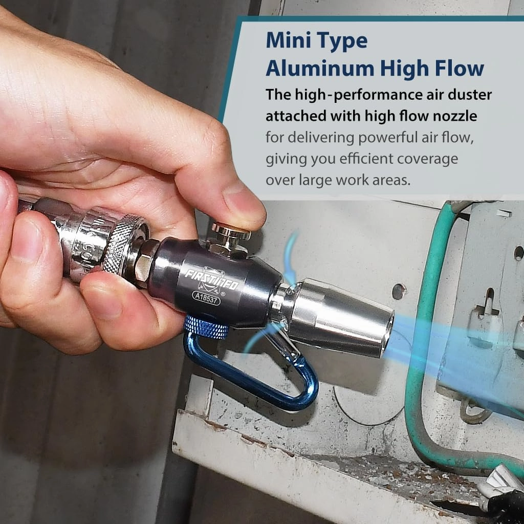 FIRSTINFO A18537US Mini Type Air Duster | Air Blow Gun, Flow Adjustable with High Flow Nozzle