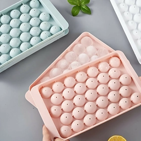 Flexible Reusable Mini Round Ice Sphere Tray – 33-Cavity Plastic Mold for Ice (Random Color, 1 Pcs)
