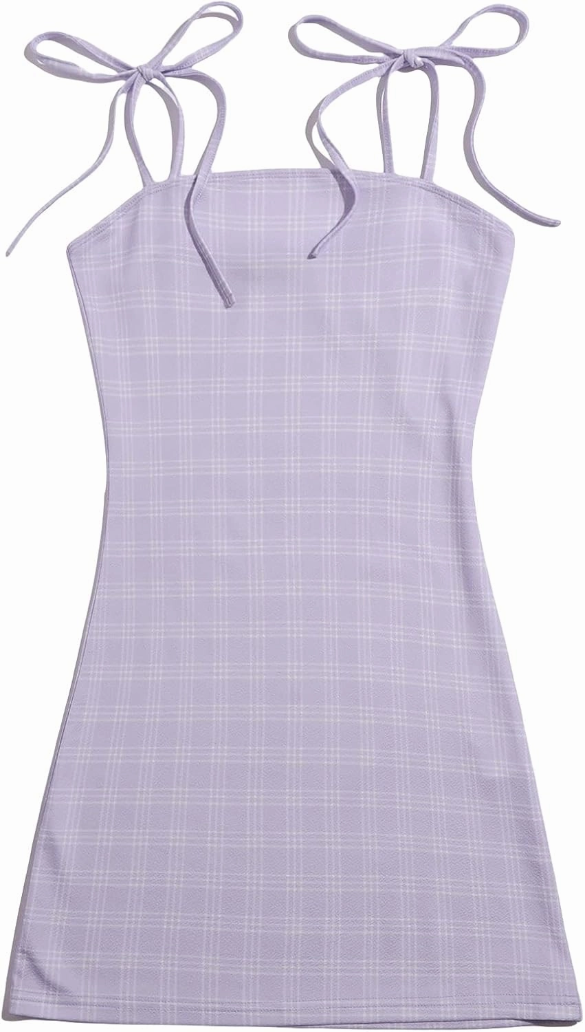Floerns Women's Plaid Print Mini Cami Bodycon Dress