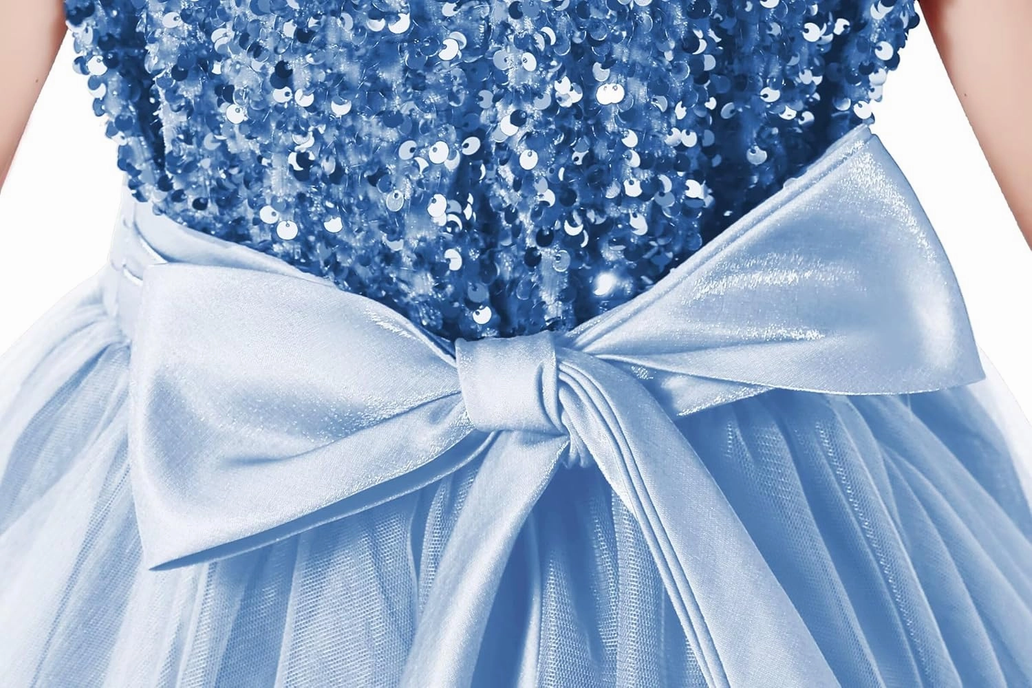 Flower Girl Dresses Wedding Bridesmaid Sequins Tulle Puffy Skirt Girls Birthday Party Pageant Gown Floor Length
