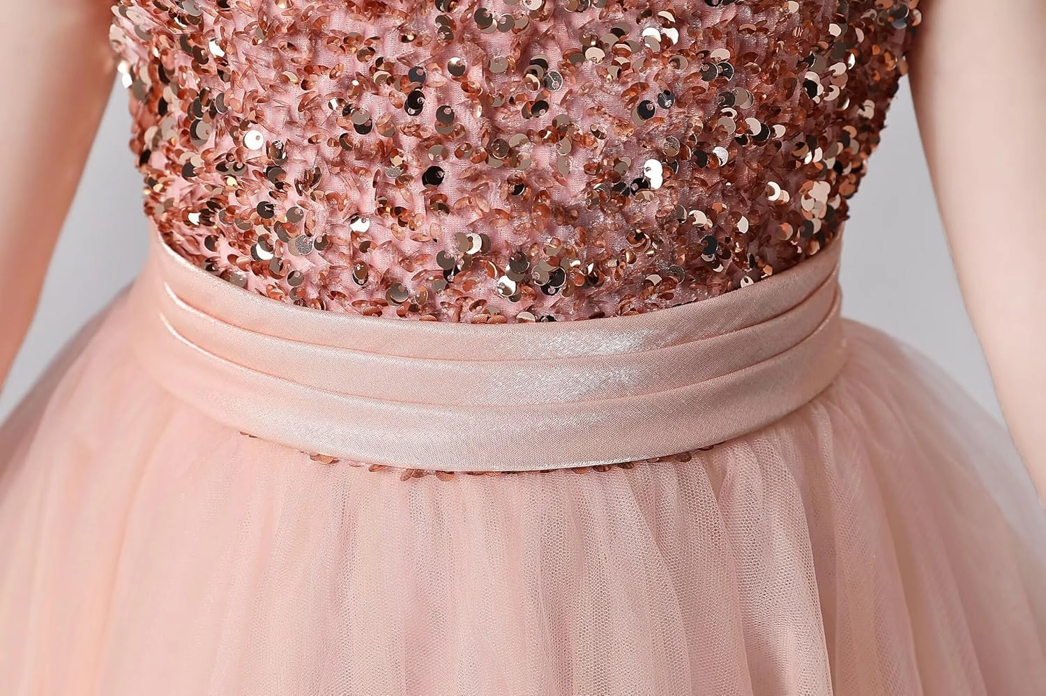 Flower Girl Dresses Wedding Bridesmaid Sequins Tulle Puffy Skirt Girls Birthday Party Pageant Gown Floor Length