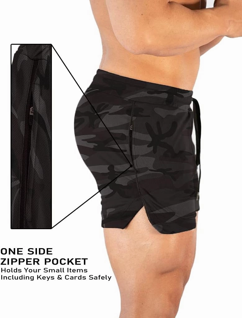 FLYFIREFLY Men's Gym Workout Shorts Running Lightweight Athletic Short Pants Bodybuilding Training