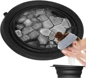 Foldable Face Bowl for Ice,Silicone ice Bath Bowl with Built-in Ice Tray,Cooling Washing Basin with Build in Cube Tray for Facial Roller Skin Care Spa Kitchen Home