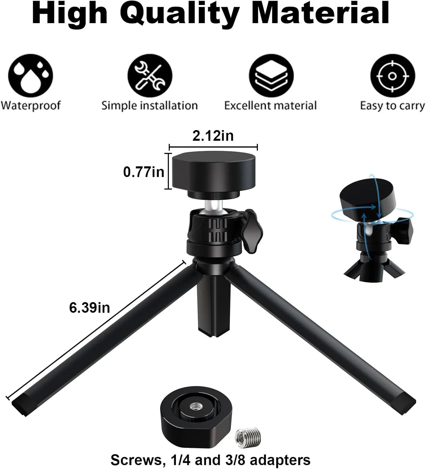 for Starlink Mini Tripod Stand with Ball Head and Pipe Adapter, Angle Adjustable Desktop Tabletop Tripod Stand for Starlink Mini, Extra Large Opening Area, Low Profile Design