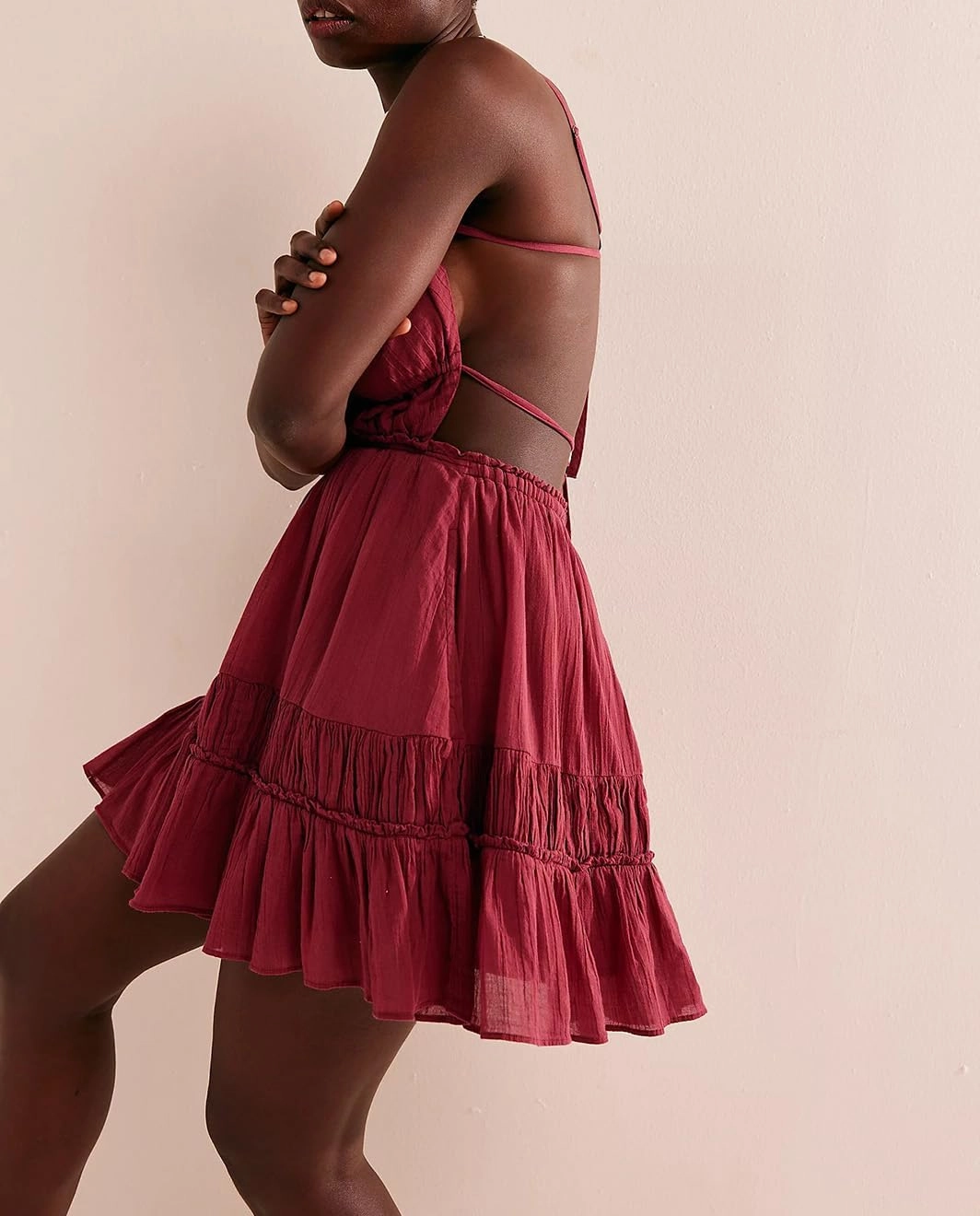 ForeMode Summer Deep V Neck Bohemian Women Mini Short Dress Backless Beach Boho Dress