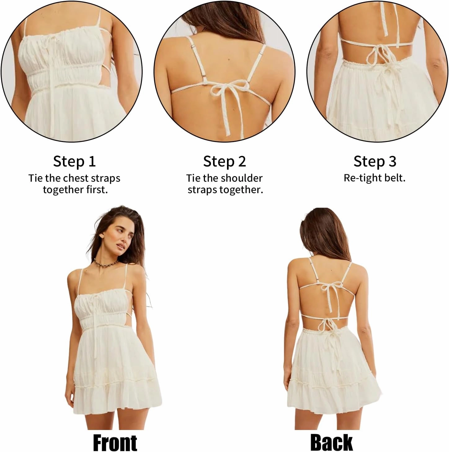 ForeMode Summer Deep V Neck Bohemian Women Mini Short Dress Backless Beach Boho Dress