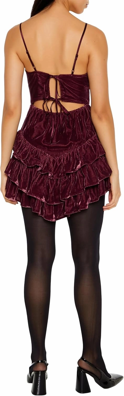 Forever 21 Women's Tiered Velvet Mini Dress