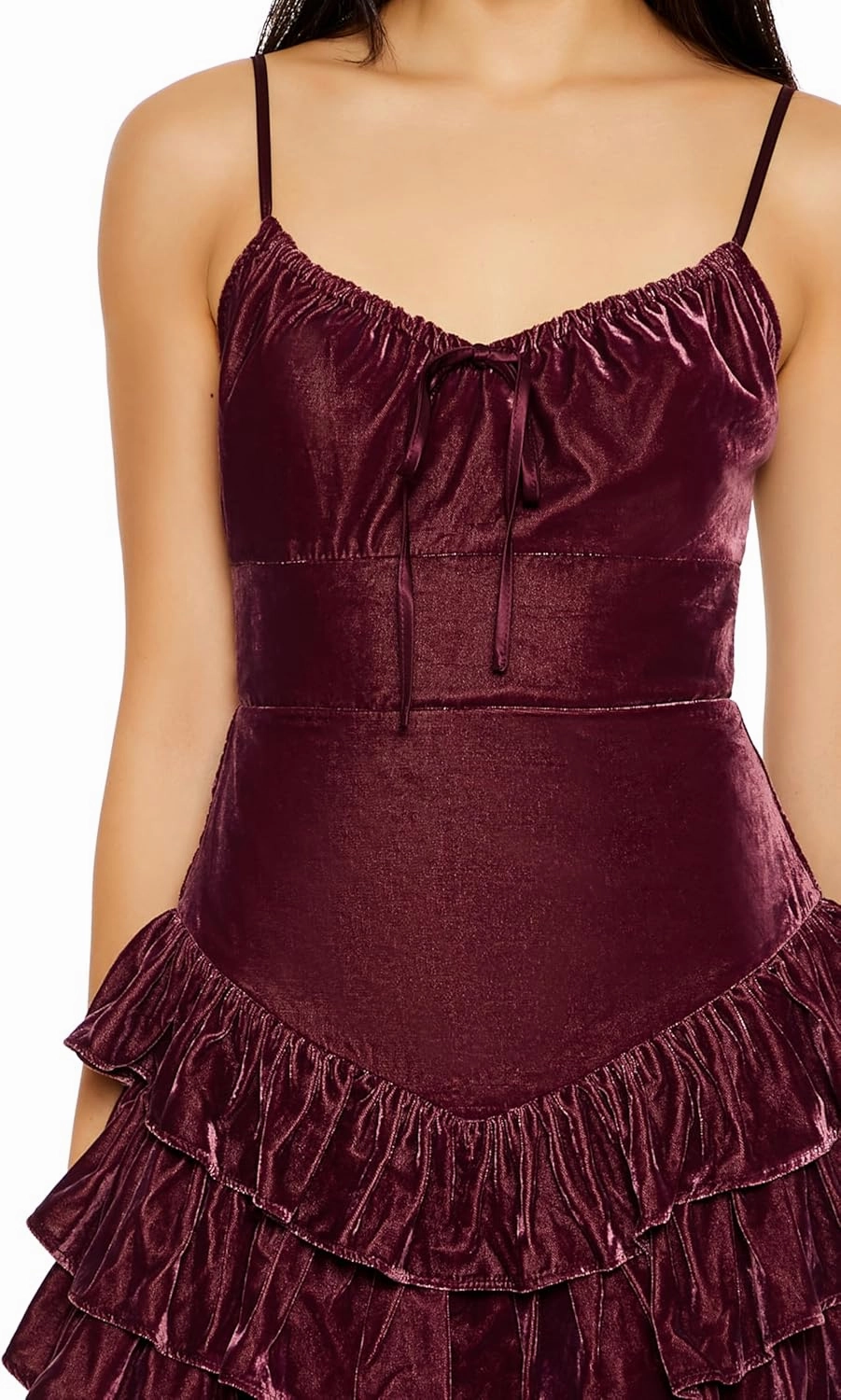 Forever 21 Women's Tiered Velvet Mini Dress