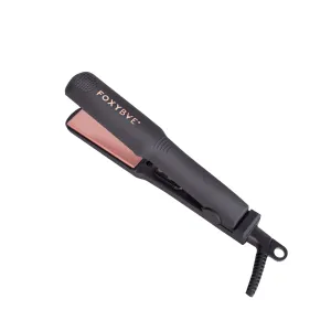 FoxyBae Mini Flat Iron for Travel Dual Voltage Hair Straightener - Frizz-free, Healthy Sleek & Shiny Hair - Small (Black Rose-Gold)