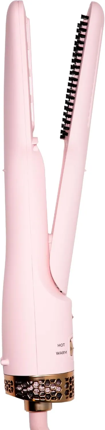 FoxyBae Wet-to-Slay 2-in-1 Hot Air Styler - Ceramic Dryer & Straightener - Fast Styling - Boar Hair Bristles - Ionic & Tourmaline Tech - Anti-Frizz & Less Heat Damage - 98°F - 257°F Temp (Blush)