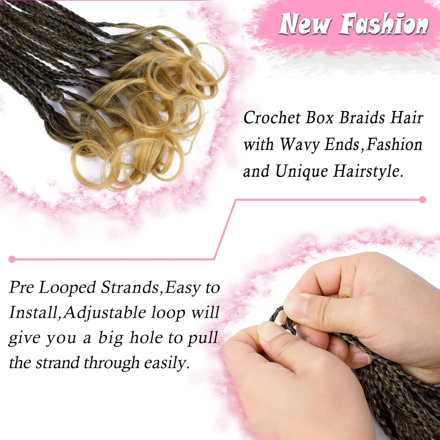 French Curl Crochet Braids 18 Inch 6 Packs Goddess Box Braids Crochet Hair Pre Looped French Curly Braiding Hair Crochet Box Braids With Curly Wavy Ends Synthetic Hair Extensions (#1B/27)