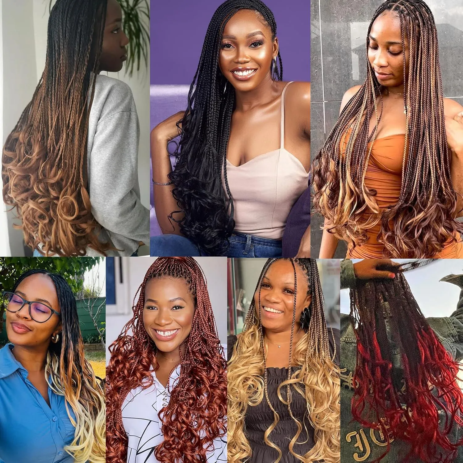 French Curl Crochet Braids 18 Inch 6 Packs Goddess Box Braids Crochet Hair Pre Looped French Curly Braiding Hair Crochet Box Braids With Curly Wavy Ends Synthetic Hair Extensions (#1B)
