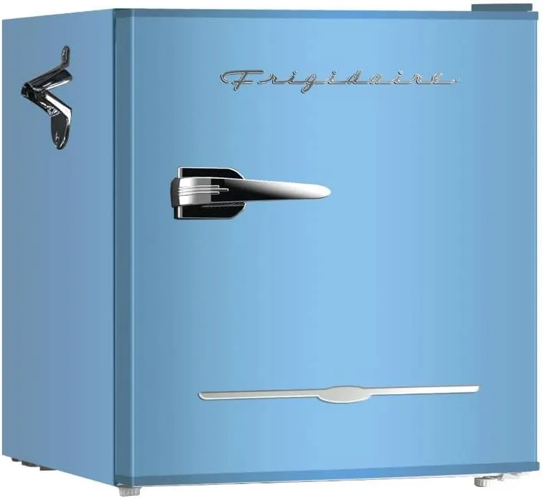 Frigidaire EFR176 Retro Compact Fridge with Chiller Mini Refrigerator with Built-in Bottle Opener for Office, Bedroom, Dorm Room or Cabin, 1.6 cu ft 16" D x 18" W x 18.5" H, Blue