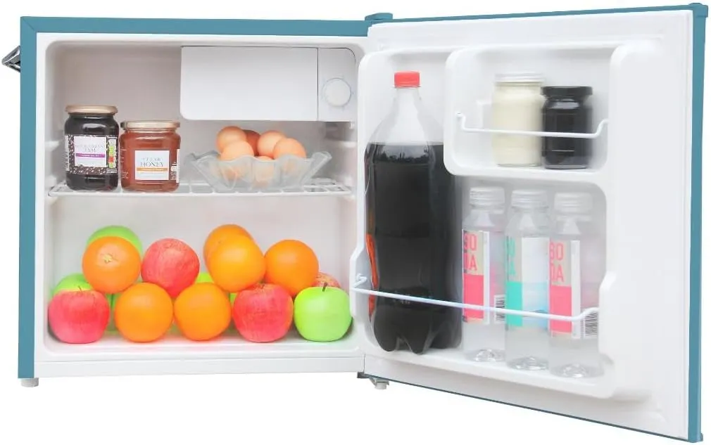 Frigidaire EFR176 Retro Compact Fridge with Chiller Mini Refrigerator with Built-in Bottle Opener for Office, Bedroom, Dorm Room or Cabin, 1.6 cu ft 16" D x 18" W x 18.5" H, Blue