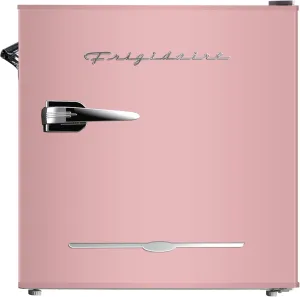 Frigidaire EFR176 Retro Compact Fridge with Chiller Mini Refrigerator with Built-in Bottle Opener for Office, Bedroom, Dorm Room or Cabin, 1.6 cu ft 16" D x 18" W x 18.5" H, Pink