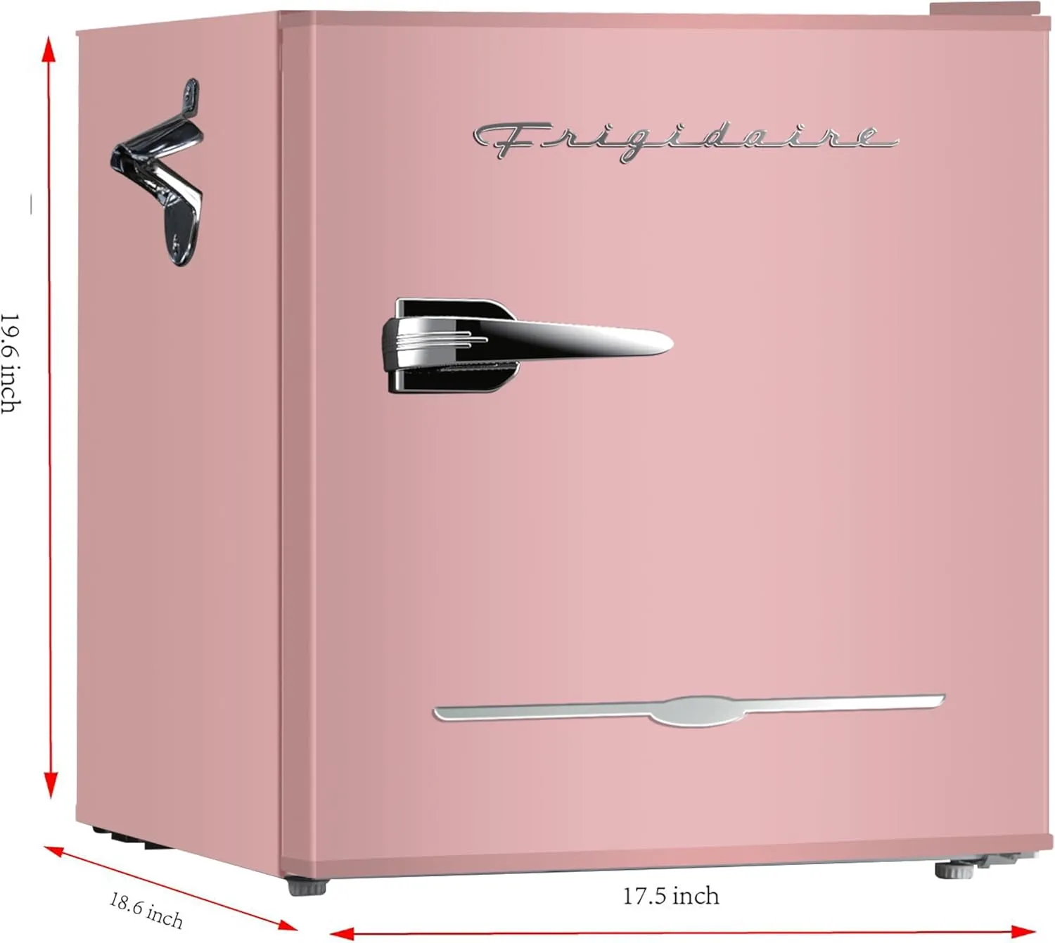 Frigidaire EFR176 Retro Compact Fridge with Chiller Mini Refrigerator with Built-in Bottle Opener for Office, Bedroom, Dorm Room or Cabin, 1.6 cu ft 16" D x 18" W x 18.5" H, Pink