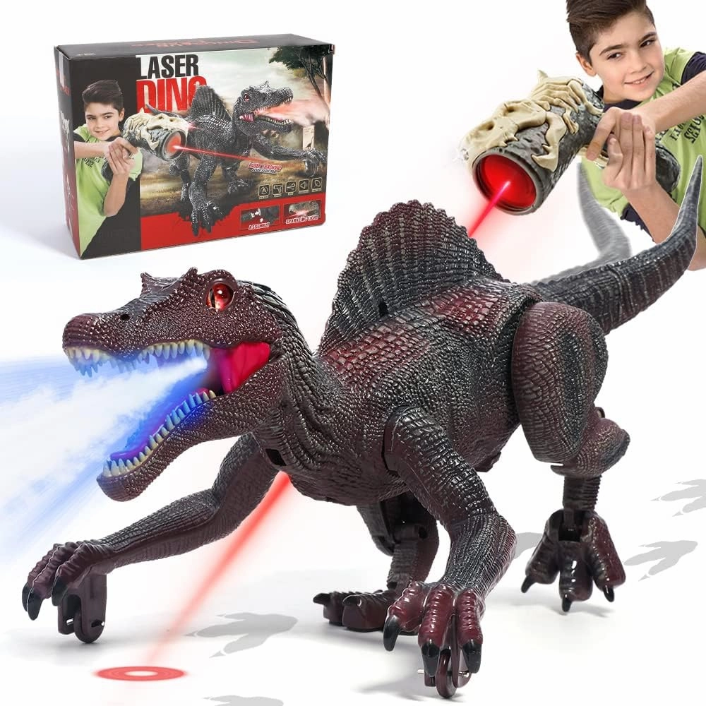 FRUSE Remote Control Dinosaur Toys,RC Walking Robot Dinosaur w/Light Tracing,Spray Mist,LED Light,Roaring,Jurassic Dinosaur Toys,Toys for Kids Girls Age 3 4 5 6 7 8