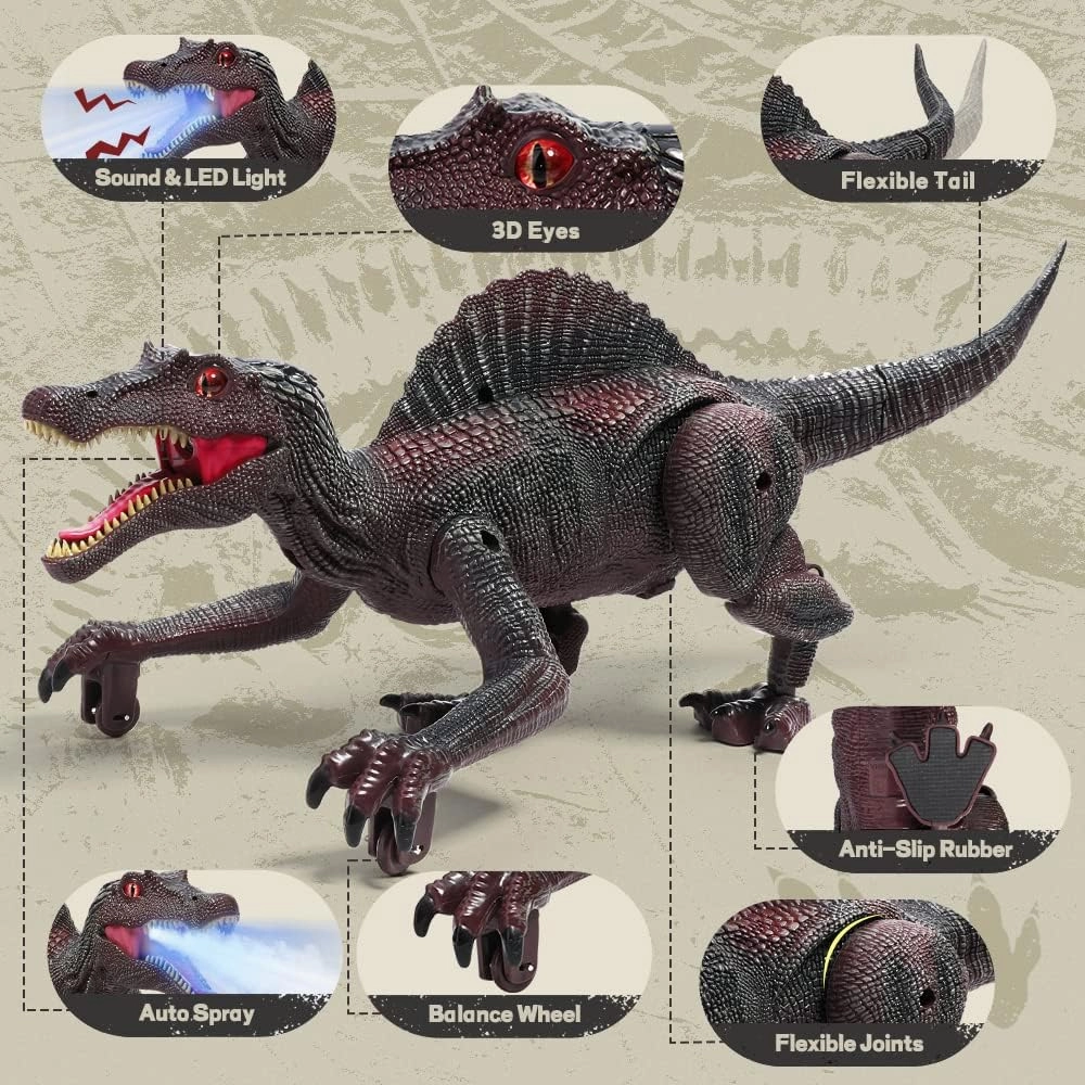 FRUSE Remote Control Dinosaur Toys,RC Walking Robot Dinosaur w/Light Tracing,Spray Mist,LED Light,Roaring,Jurassic Dinosaur Toys,Toys for Kids Girls Age 3 4 5 6 7 8