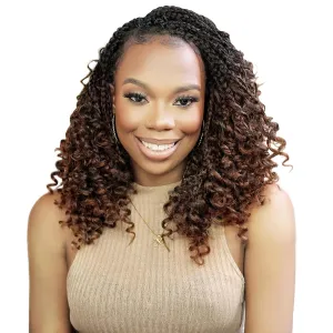 Fulcrum Goddess Box Braids Crochet Hair, 14 Inch, 9 Packs, 13 Strands/Pack, Curly Ends, Brown, Synthetic, Sew-In Installation