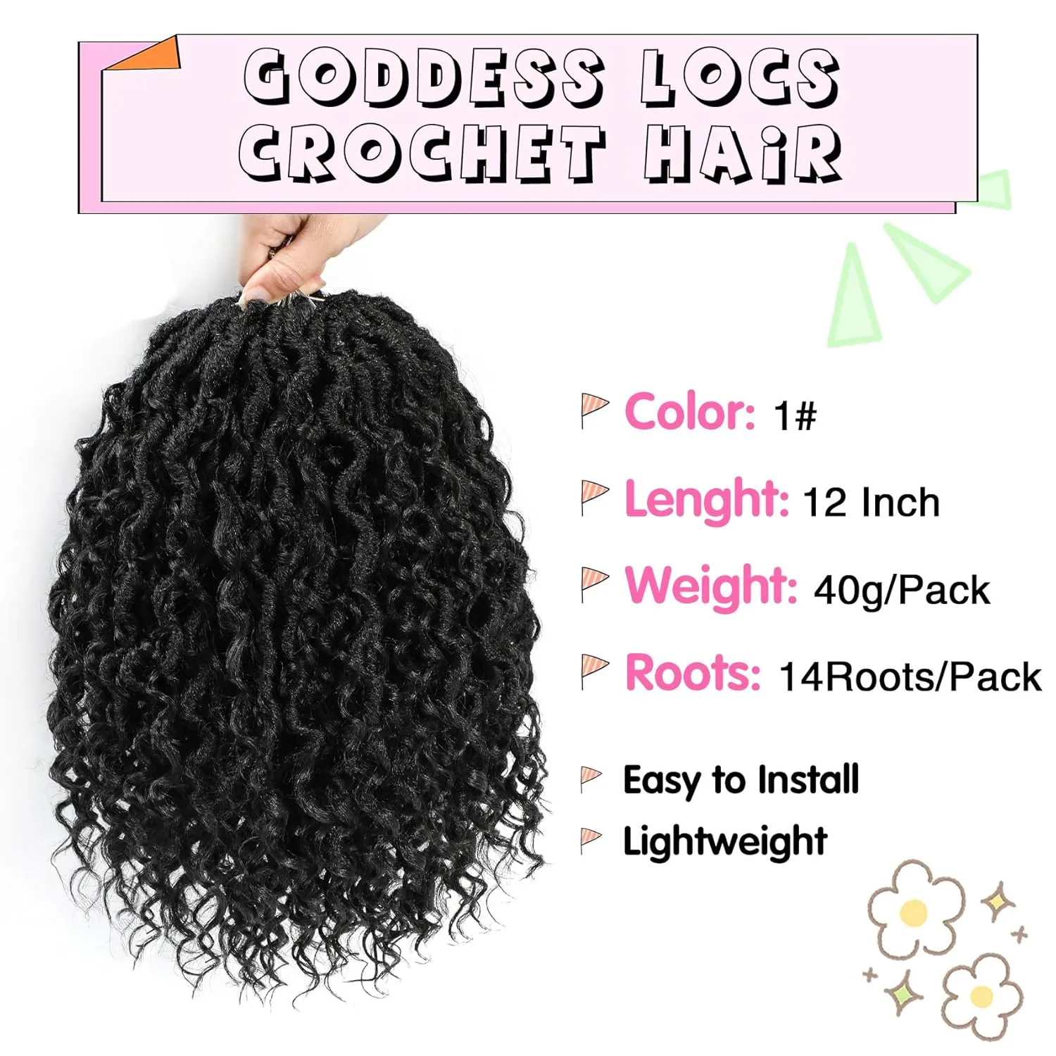 Fulcrum Goddess Locs Crochet Hair 12 Inch, 8 Packs New Faux Locs Crochet Hair for Black Women, Crochet locs with Curly Ends (12Inch (Pack of 8), 1#)