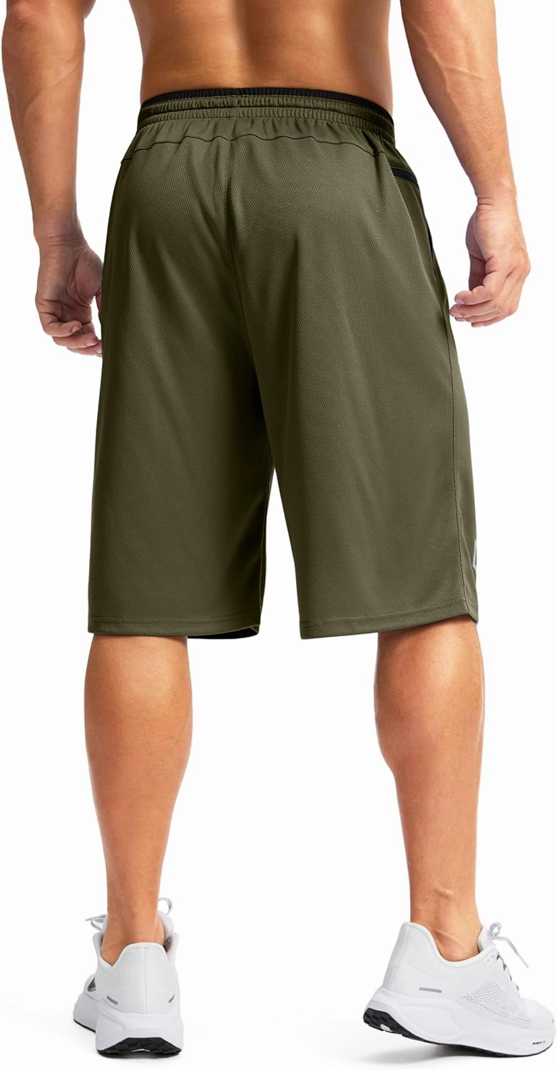 G Gradual Men's Long Basketball Shorts with Zipper Pocket 11'' Quick Dry Gym Shorts Lightweight Mesh Athletic Shorts for Men