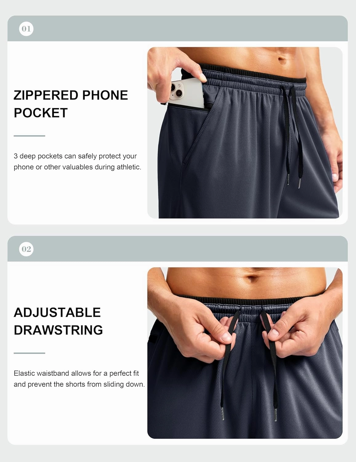 G Gradual Men's Long Basketball Shorts with Zipper Pocket 11'' Quick Dry Gym Shorts Lightweight Mesh Athletic Shorts for Men