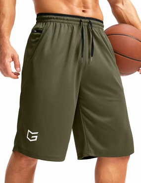 G Gradual Men's Long Basketball Shorts with Zipper Pocket 11'' Quick Dry Gym Shorts Lightweight Mesh Athletic Shorts for Men