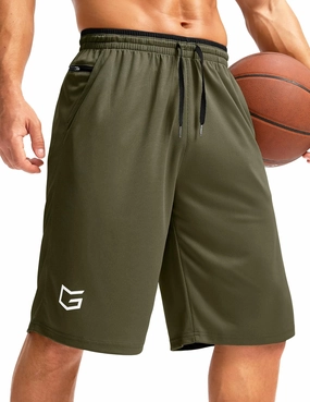 G Gradual Men's Long Basketball Shorts with Zipper Pocket 11'' Quick Dry Gym Shorts Lightweight Mesh Athletic Shorts for Men